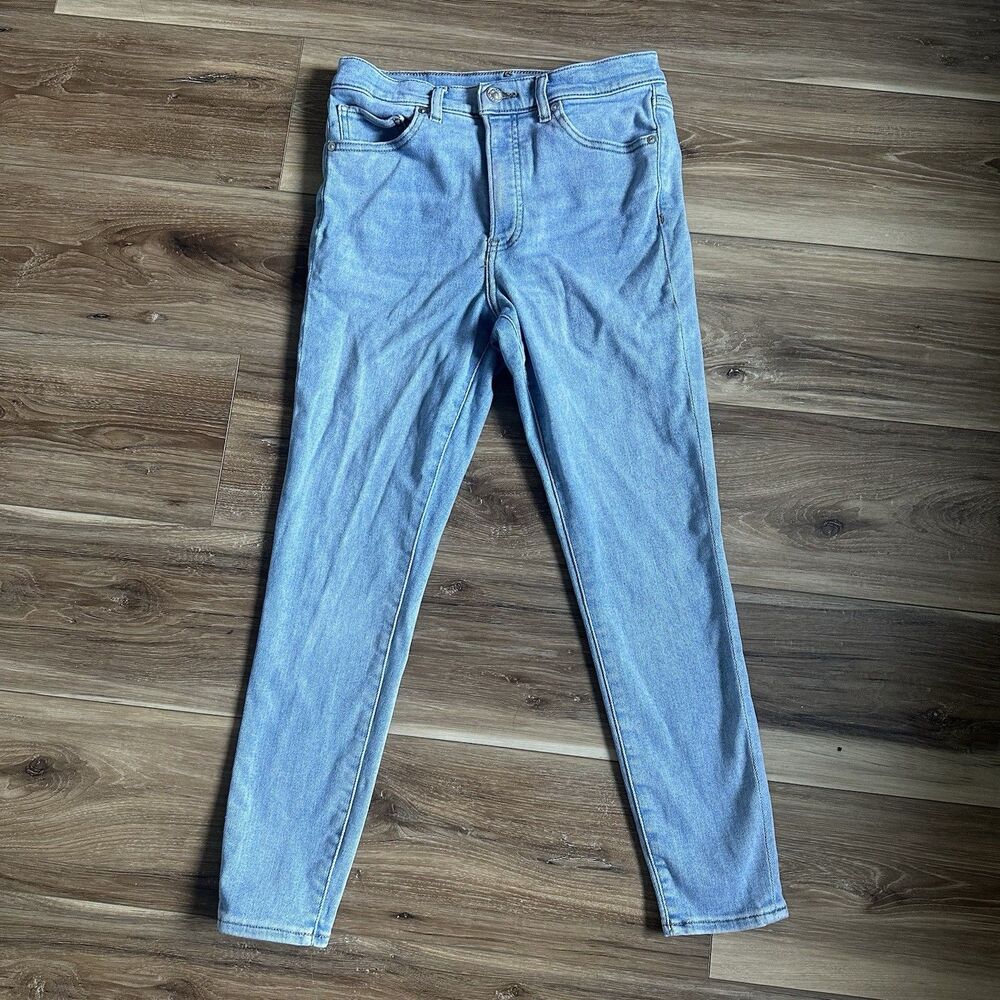 Express High Rise Cropped Skinny Jeans Light Wash Denim Size 6 25” inseam